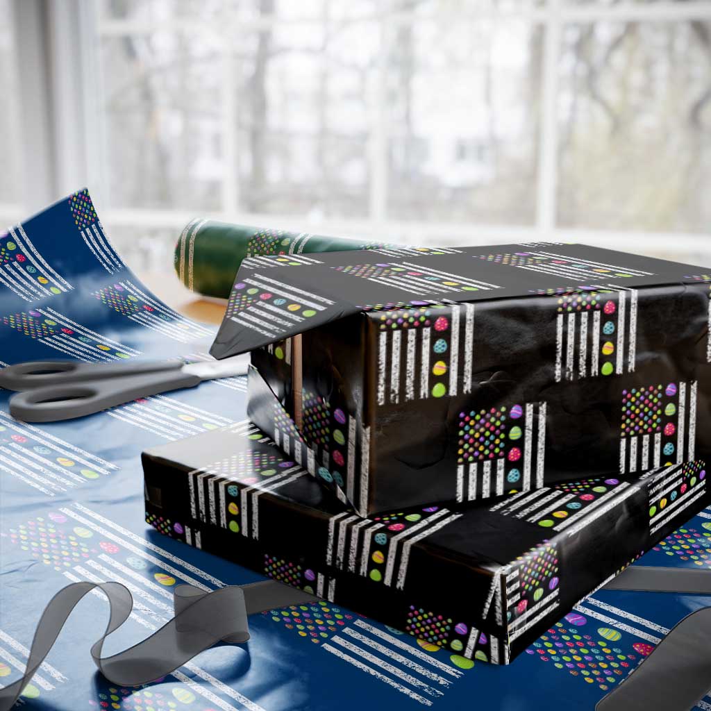 Easter Eggs American Flag Patriotic Wrapping Paper Roll Happy Easter Day TS02 Black Print Your Wear