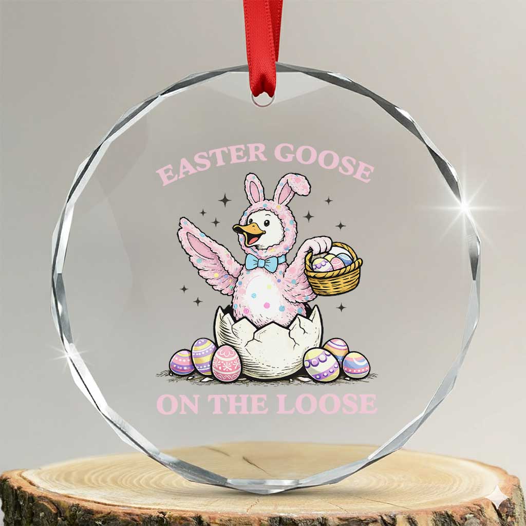 Easter Goose On The Loose Crystal Glass Ornament Funny Easter Egg Hunt Gift TS12 Transparent Glass 3'' Circle Print Your Wear