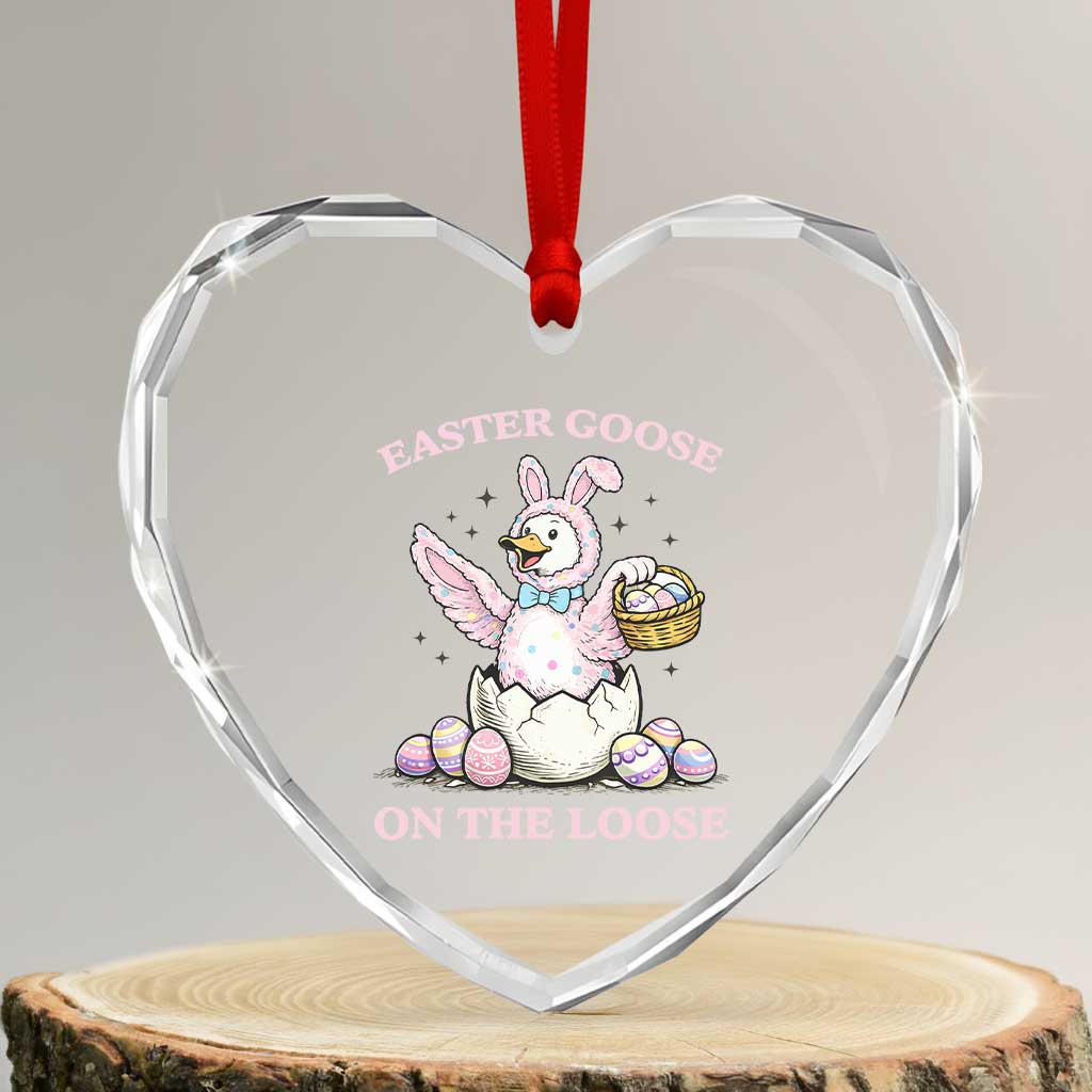 Easter Goose On The Loose Heart Crystal Glass Ornament Funny Easter Egg Hunt Gift TS12 Transparent Glass 3'' Heart Print Your Wear