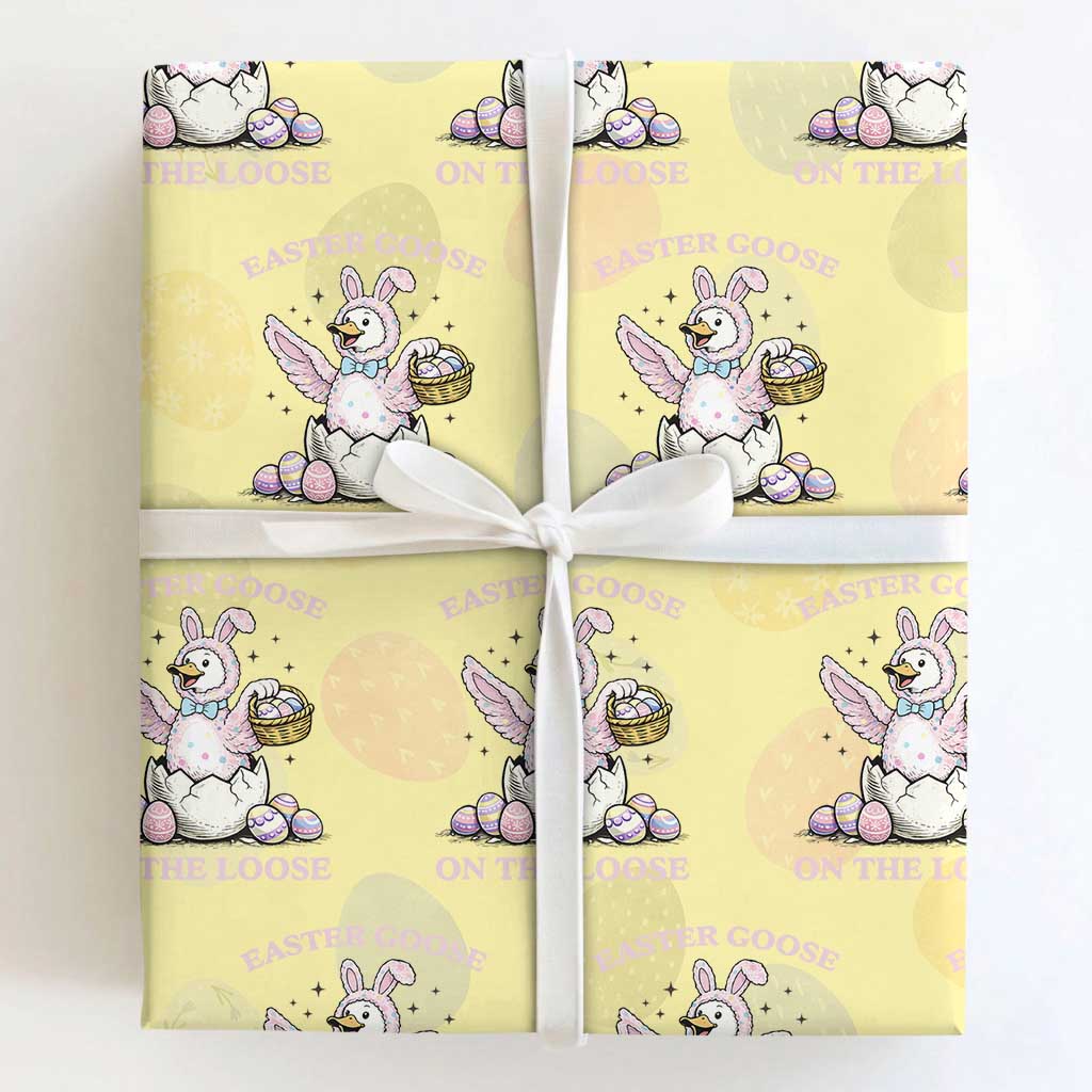 Easter Goose On The Loose Wrapping Paper Roll Funny Easter Egg Hunt Gift TS12 Light Yellow Print Your Wear