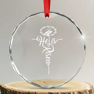 Easter He Is Risen Crystal Glass Ornament Christian Easter Day Religious Cross TS11 Transparent Glass 3'' Circle Print Your Wear
