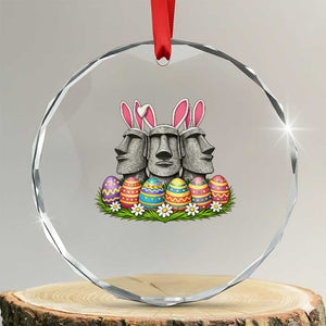 Easter Island Moai Bunny Ears Crystal Glass Ornament Funny Archaeology Gift TS12 Transparent Glass 3'' Circle Print Your Wear