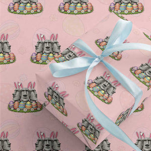 Easter Island Moai Bunny Ears Wrapping Paper Roll Funny Archaeology Gift TS12 Light Pink Print Your Wear