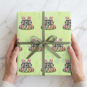 Easter Island Moai Bunny Ears Wrapping Paper Roll Funny Archaeology Gift TS12 Lime Print Your Wear