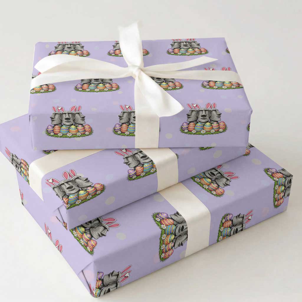 Easter Island Moai Bunny Ears Wrapping Paper Roll Funny Archaeology Gift TS12 Violet Print Your Wear
