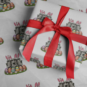 Easter Island Moai Bunny Ears Wrapping Paper Roll Funny Archaeology Gift TS12 White Print Your Wear