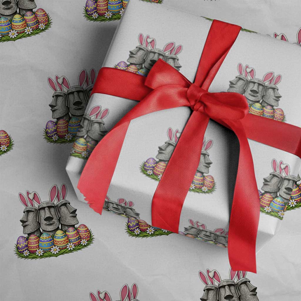 Easter Island Moai Bunny Ears Wrapping Paper Roll Funny Archaeology Gift TS12 White Print Your Wear