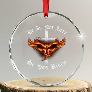 Easter Jesus Has Risen Crystal Glass Ornament Christian Religious Phoenix Resurrection Cross TS10 Transparent Glass 3'' Circle Print Your Wear
