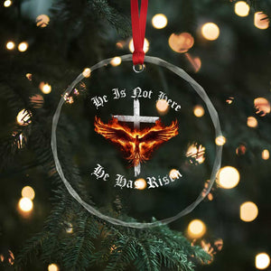 Easter Jesus Has Risen Crystal Glass Ornament Christian Religious Phoenix Resurrection Cross TS10 Print Your Wear