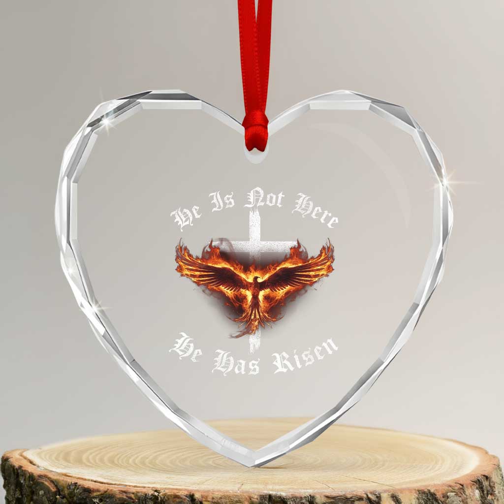 Easter Jesus Has Risen Heart Crystal Glass Ornament Christian Religious Phoenix Resurrection Cross TS10 Transparent Glass 3'' Heart Print Your Wear