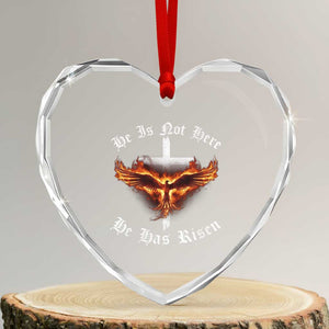Easter Jesus Has Risen Heart Crystal Glass Ornament Christian Religious Phoenix Resurrection Cross TS10 Transparent Glass 3'' Heart Print Your Wear