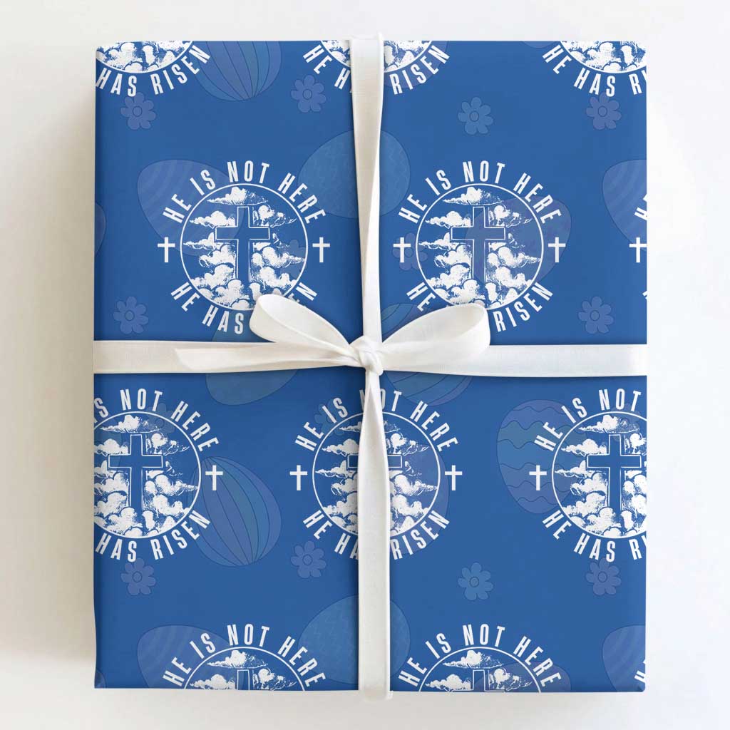 Easter Jesus Has Risen Wrapping Paper Roll Christian Bible Verse Graphic Cross 90s Style TS10 Royal Blue Print Your Wear
