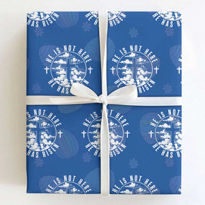 Easter Jesus Has Risen Wrapping Paper Roll Christian Bible Verse Graphic Cross 90s Style TS10 Royal Blue Print Your Wear
