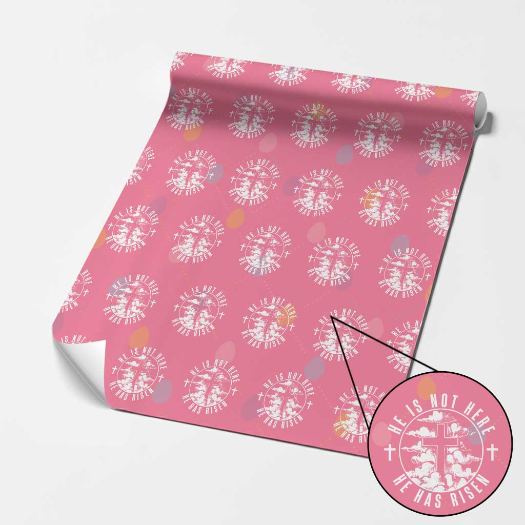 Easter Jesus Has Risen Wrapping Paper Roll Christian Bible Verse Graphic Cross 90s Style TS10 Pink Print Your Wear