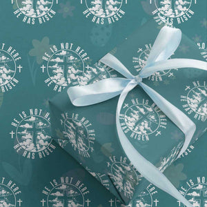 Easter Jesus Has Risen Wrapping Paper Roll Christian Bible Verse Graphic Cross 90s Style TS10 Teal Print Your Wear