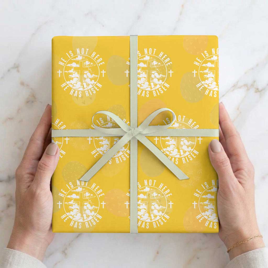Easter Jesus Has Risen Wrapping Paper Roll Christian Bible Verse Graphic Cross 90s Style TS10 Yellow Print Your Wear