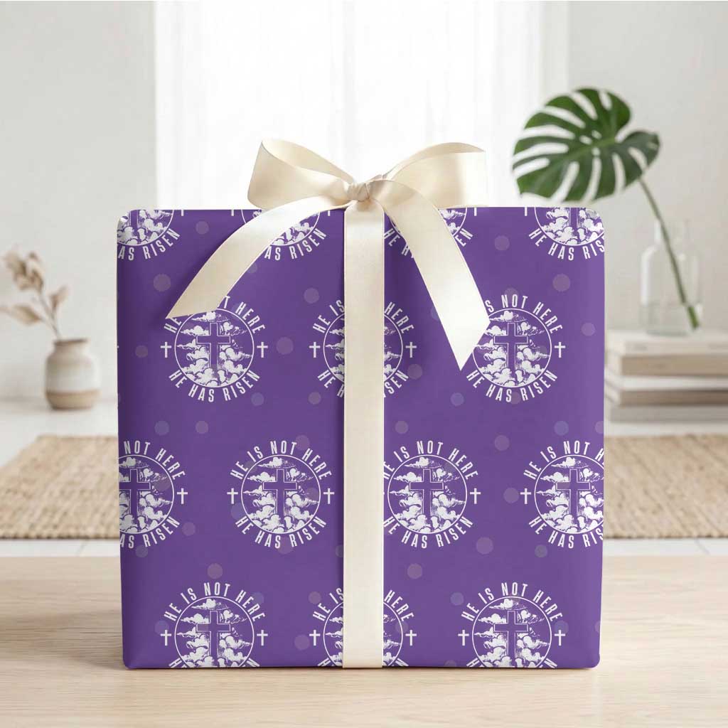 Easter Jesus Has Risen Wrapping Paper Roll Christian Bible Verse Graphic Cross 90s Style TS10 Purple Print Your Wear