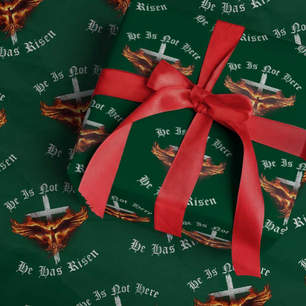 Easter Jesus Has Risen Wrapping Paper Roll Christian Religious Phoenix Resurrection Cross TS10 Green Print Your Wear
