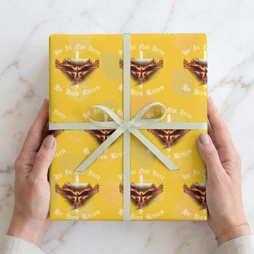 Easter Jesus Has Risen Wrapping Paper Roll Christian Religious Phoenix Resurrection Cross TS10 Yellow Print Your Wear