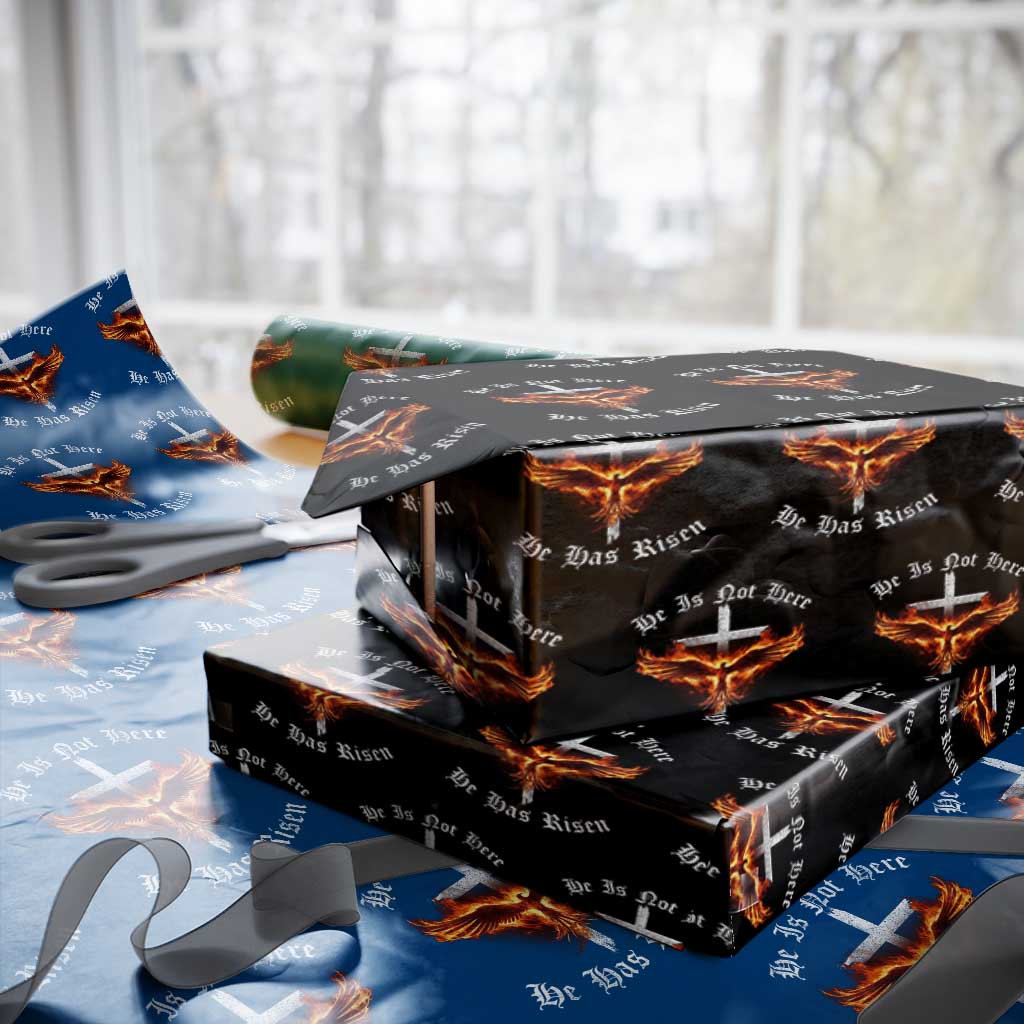 Easter Jesus Has Risen Wrapping Paper Roll Christian Religious Phoenix Resurrection Cross TS10 Black Print Your Wear