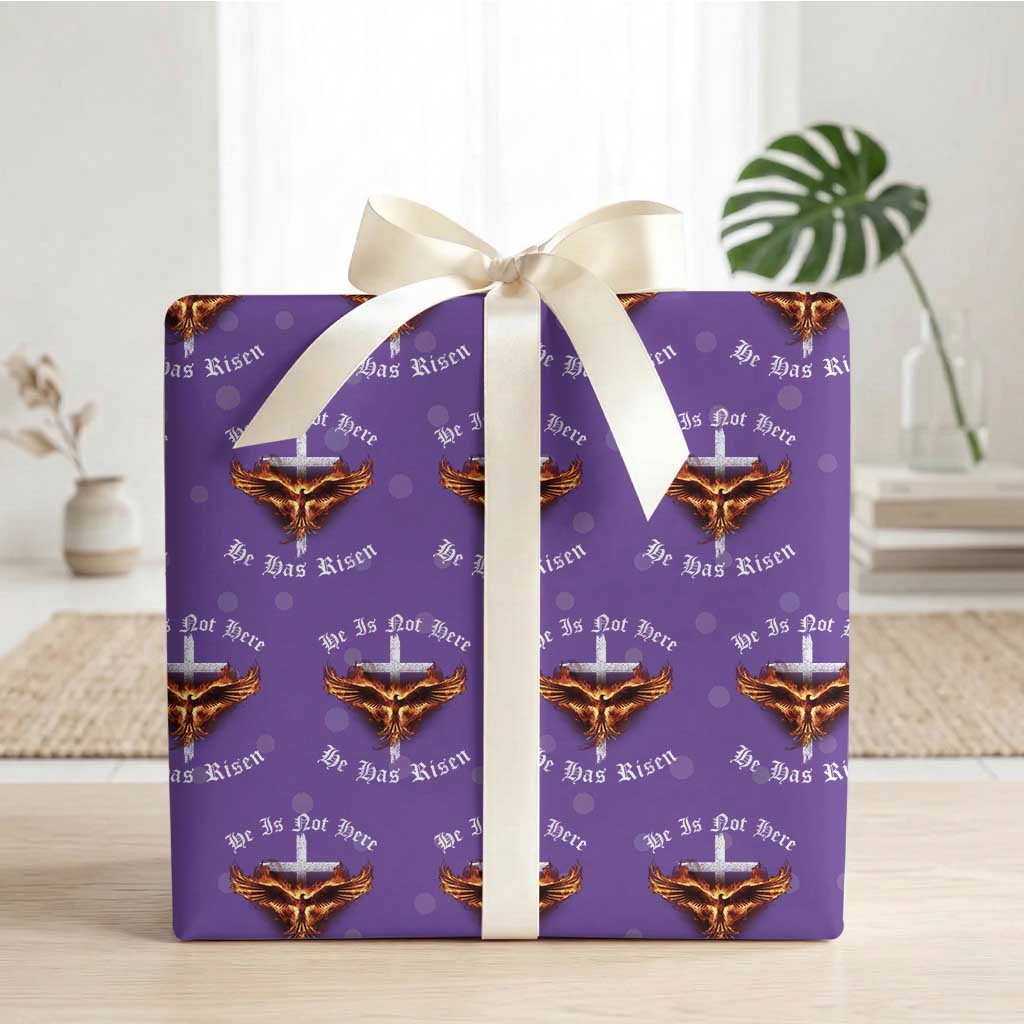 Easter Jesus Has Risen Wrapping Paper Roll Christian Religious Phoenix Resurrection Cross TS10 Purple Print Your Wear