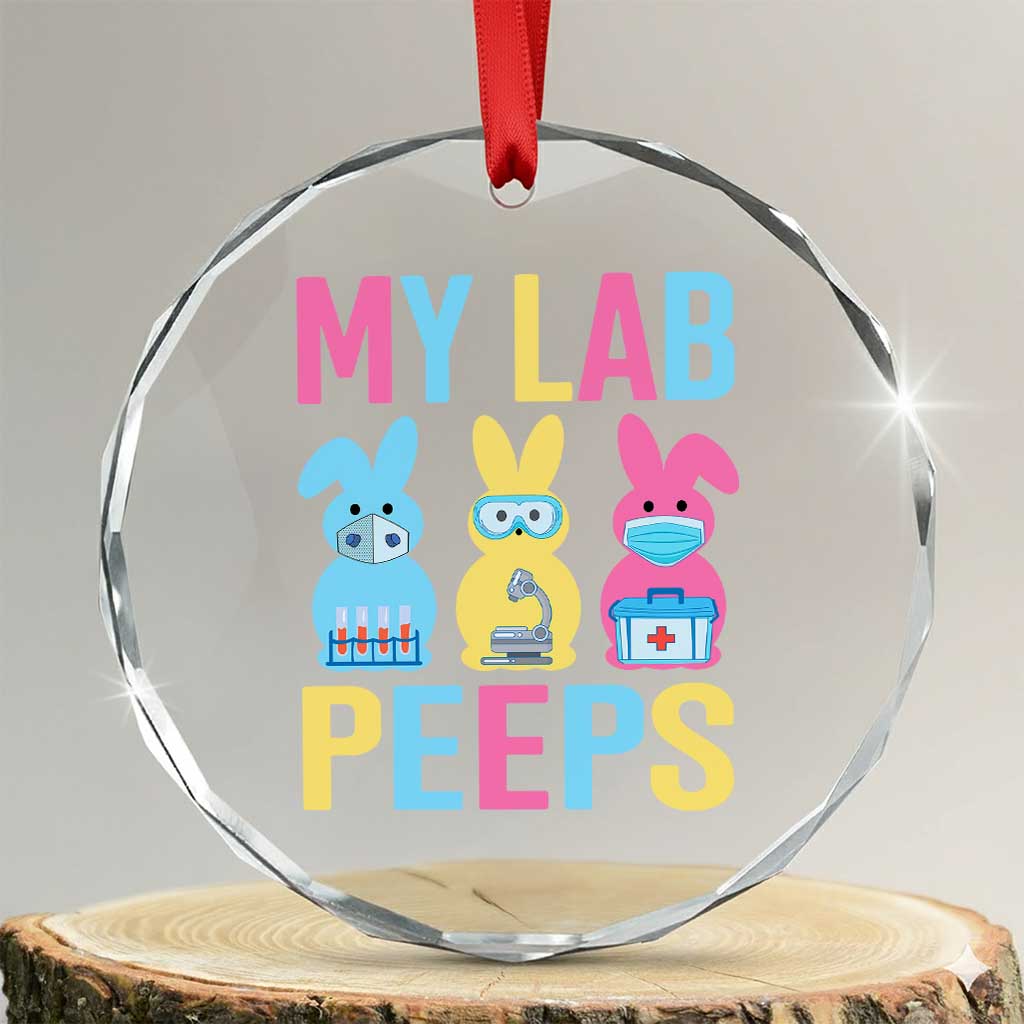 Easter Lab Tech Crystal Glass Ornament Cute Bunny My Lab Peeps TS10 Transparent Glass 3'' Circle Print Your Wear