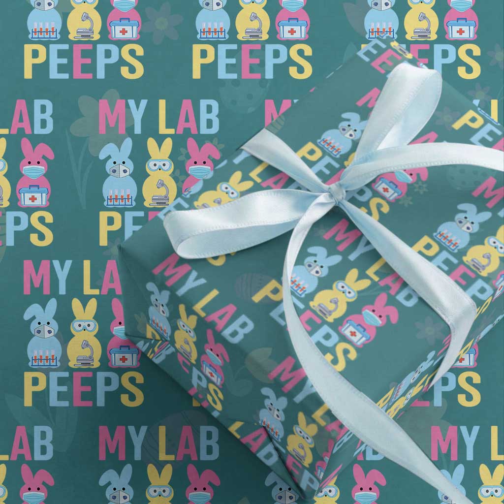 Easter Lab Tech Wrapping Paper Roll Cute Bunny My Lab Peeps TS10 Teal Print Your Wear