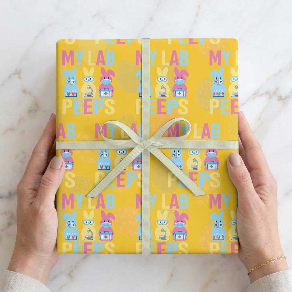Easter Lab Tech Wrapping Paper Roll Cute Bunny My Lab Peeps TS10 Yellow Print Your Wear