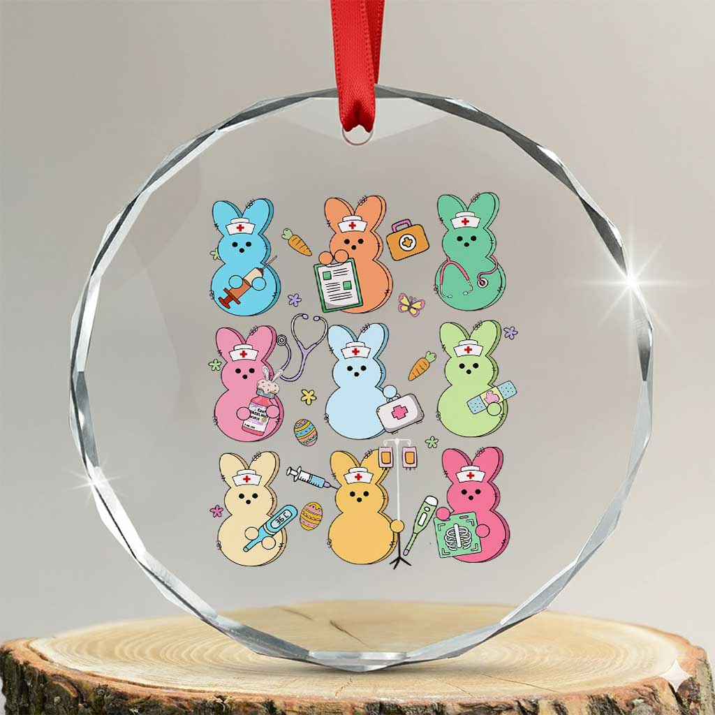 Easter Nurse Bunny Crystal Glass Ornament Funny Nursing Easter Spring Nurse Gift TS10 Transparent Glass 3'' Circle Print Your Wear