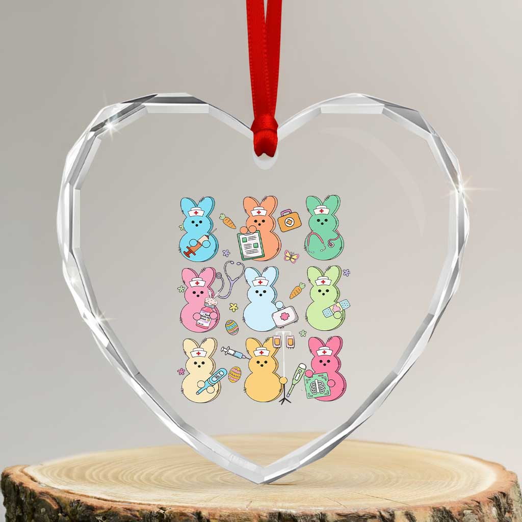 Easter Nurse Bunny Heart Crystal Glass Ornament Funny Nursing Easter Spring Nurse Gift TS10 Transparent Glass 3'' Heart Print Your Wear