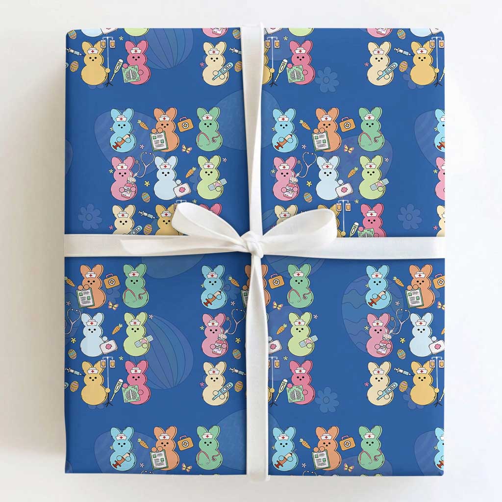 Easter Nurse Bunny Wrapping Paper Roll Funny Nursing Easter Spring Nurse Gift TS10 Royal Blue Print Your Wear