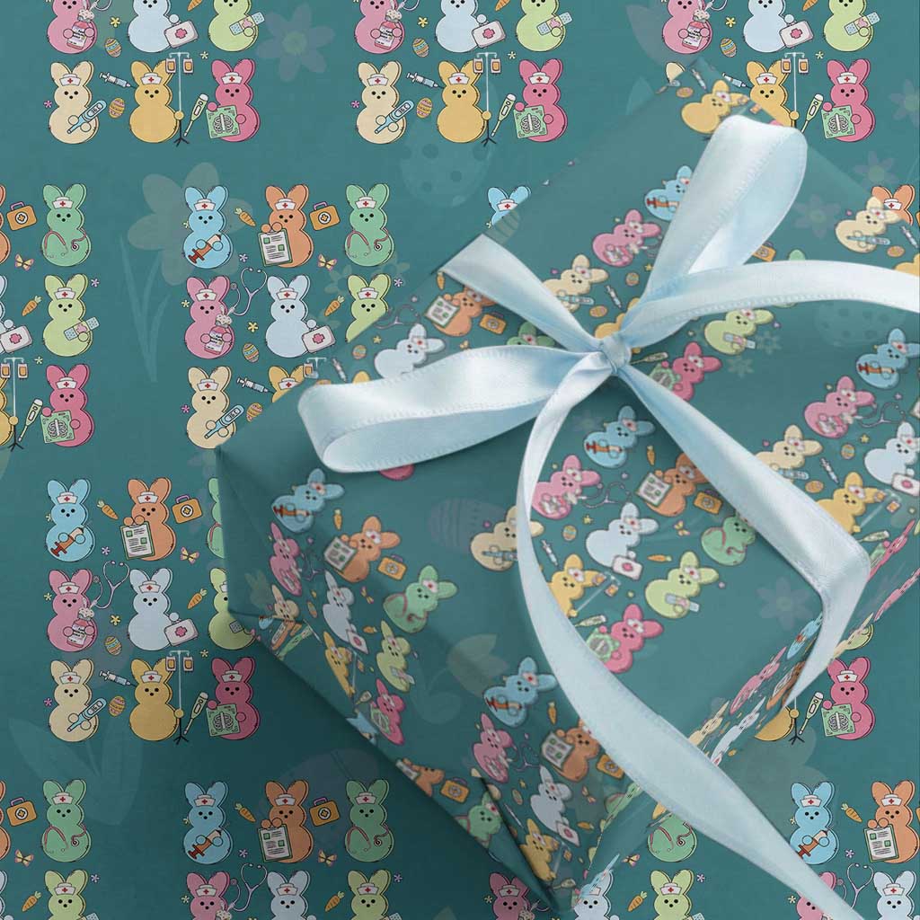 Easter Nurse Bunny Wrapping Paper Roll Funny Nursing Easter Spring Nurse Gift TS10 Teal Print Your Wear