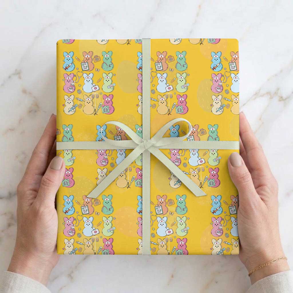 Easter Nurse Bunny Wrapping Paper Roll Funny Nursing Easter Spring Nurse Gift TS10 Yellow Print Your Wear