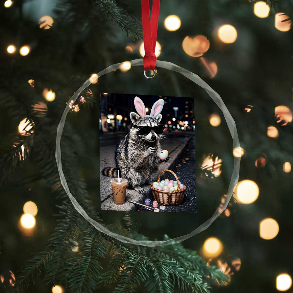 Easter Raccoon Iced Coffee Crystal Glass Ornament Funny Trash Panda Egg Painting TS14 Print Your Wear