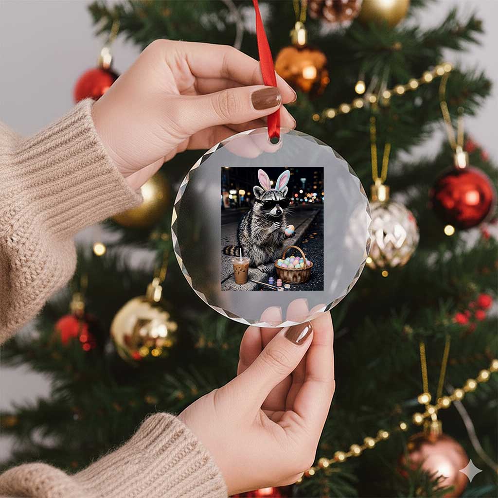 Easter Raccoon Iced Coffee Crystal Glass Ornament Funny Trash Panda Egg Painting TS14 Print Your Wear