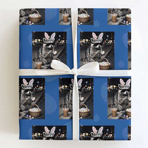 Easter Raccoon Iced Coffee Wrapping Paper Roll Funny Trash Panda Egg Painting TS14 Royal Blue Print Your Wear
