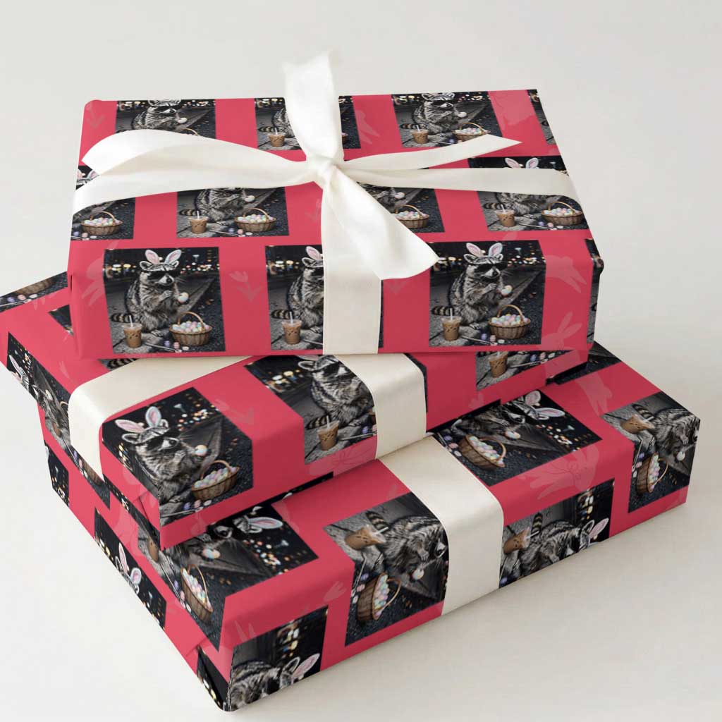 Easter Raccoon Iced Coffee Wrapping Paper Roll Funny Trash Panda Egg Painting TS14 Red Print Your Wear