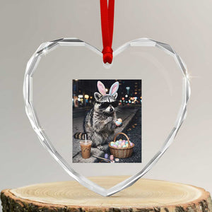 Easter Raccoon Iced Coffee Heart Crystal Glass Ornament Funny Trash Panda Egg Painting TS14 Transparent Glass 3'' Heart Print Your Wear