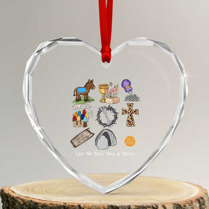 Easter Story Heart Crystal Glass Ornament He is Risen Let Me Tell You A Story Christian TS10 Transparent Glass 3'' Heart Print Your Wear