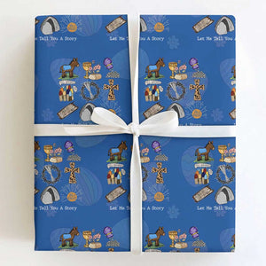 Easter Story Wrapping Paper Roll He is Risen Let Me Tell You A Story Christian TS10 Royal Blue Print Your Wear