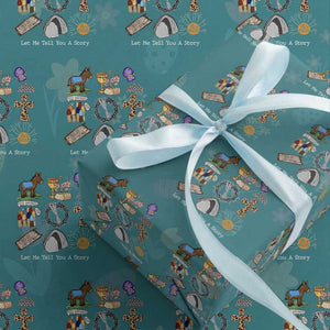 Easter Story Wrapping Paper Roll He is Risen Let Me Tell You A Story Christian TS10 Teal Print Your Wear