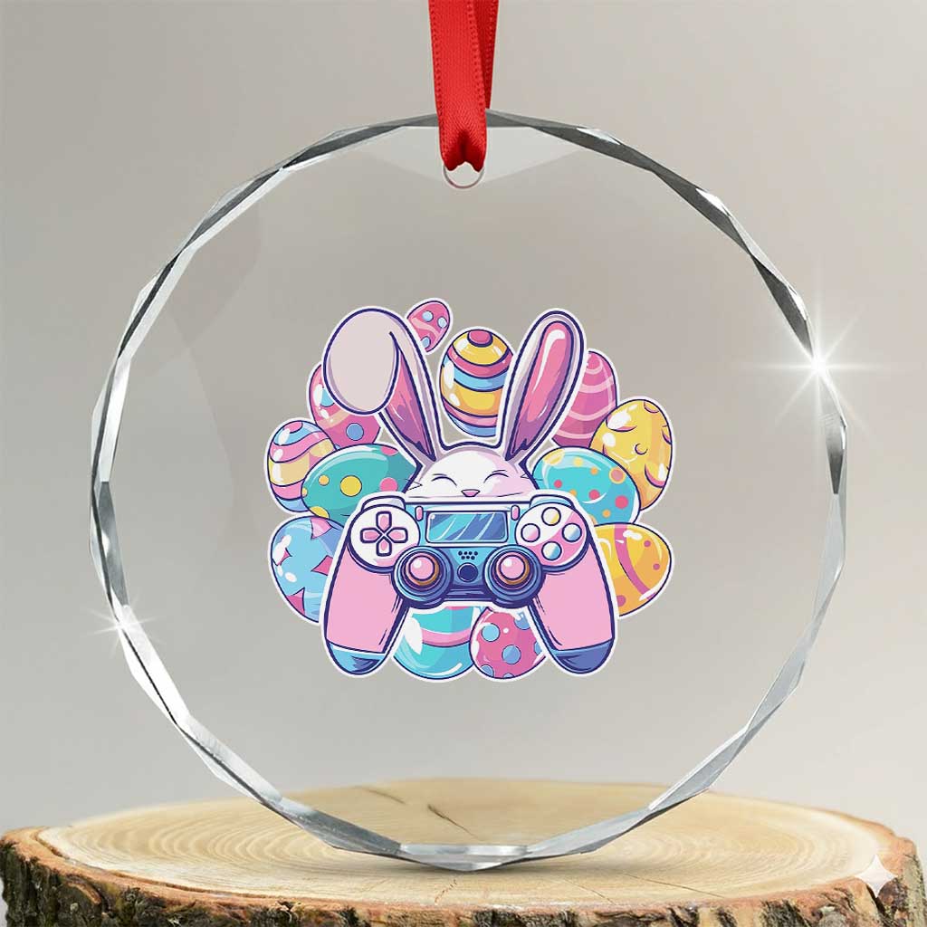 Easter Video Game Crystal Glass Ornament Cute Bunny Eggs Gaming Gamer TS10 Transparent Glass 3'' Circle Print Your Wear