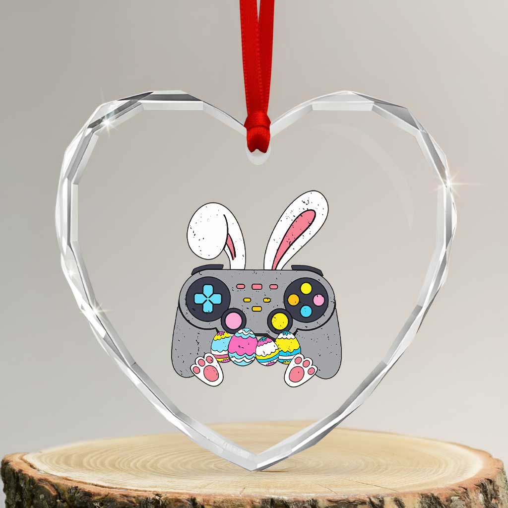 Easter Video Game Heart Crystal Glass Ornament Bunny Eggs Gaming Gamer TS10 Transparent Glass 3'' Heart Print Your Wear