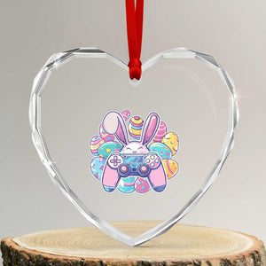 Easter Video Game Heart Crystal Glass Ornament Cute Bunny Eggs Gaming Gamer TS10 Transparent Glass 3'' Heart Print Your Wear
