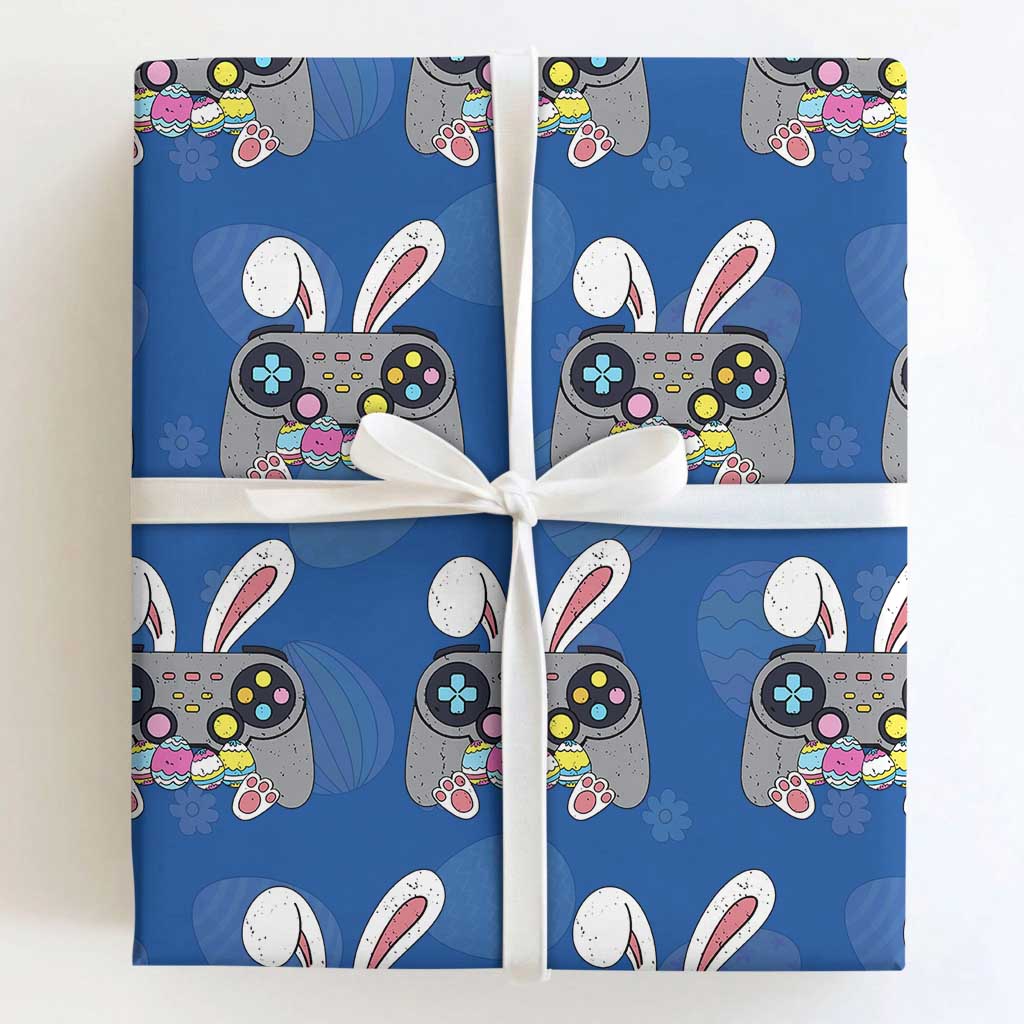 Easter Video Game Wrapping Paper Roll Bunny Eggs Gaming Gamer TS10 Royal Blue Print Your Wear