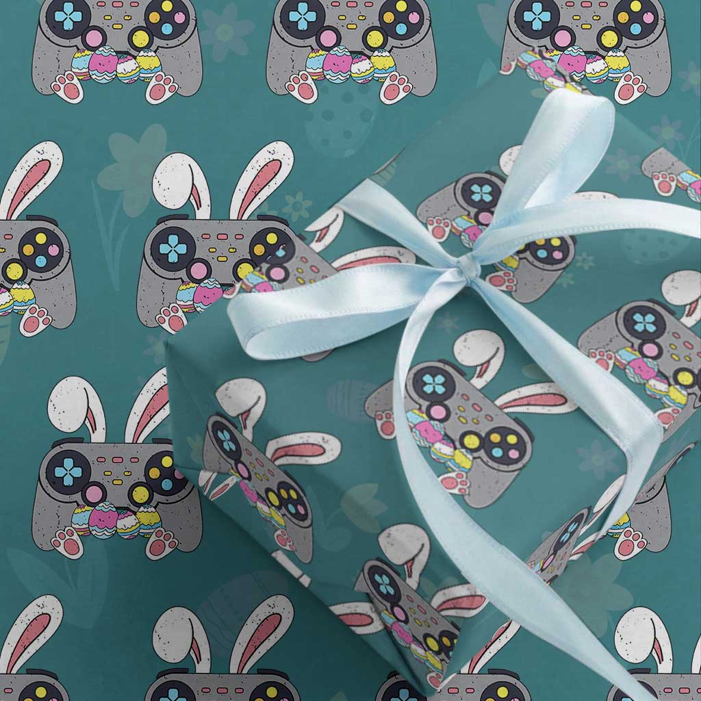 Easter Video Game Wrapping Paper Roll Bunny Eggs Gaming Gamer TS10 Teal Print Your Wear