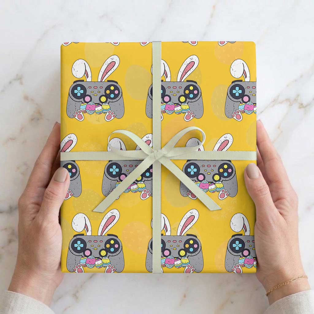 Easter Video Game Wrapping Paper Roll Bunny Eggs Gaming Gamer TS10 Yellow Print Your Wear