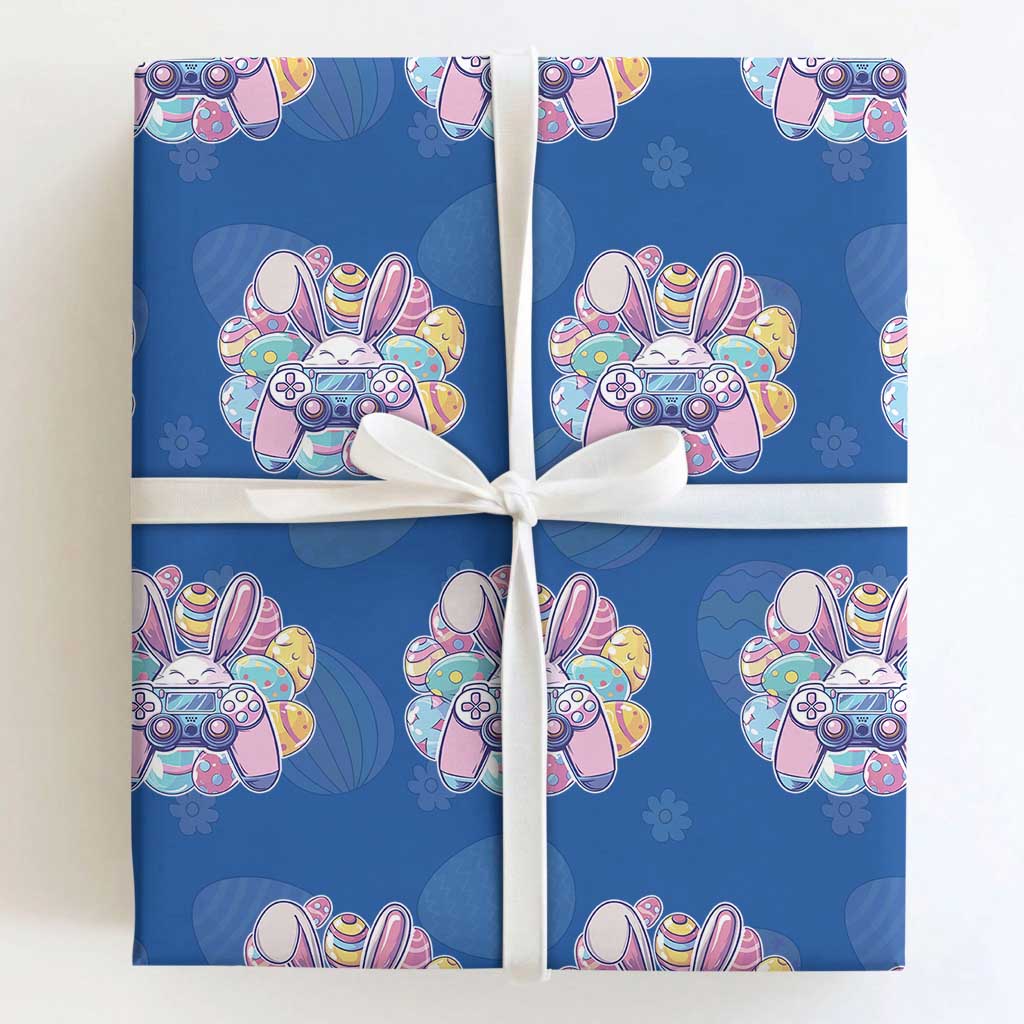 Easter Video Game Wrapping Paper Roll Cute Bunny Eggs Gaming Gamer TS10 Royal Blue Print Your Wear