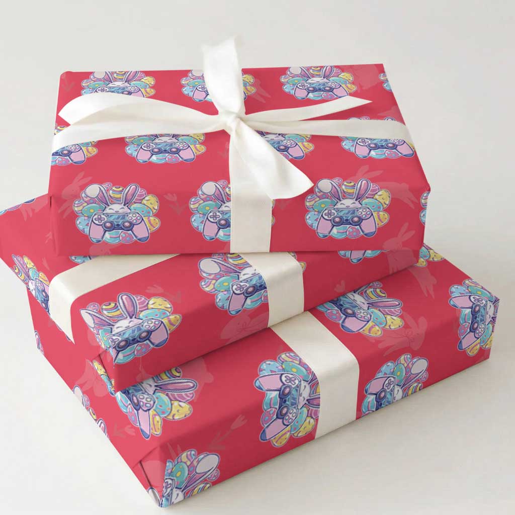 Easter Video Game Wrapping Paper Roll Cute Bunny Eggs Gaming Gamer TS10 Red Print Your Wear