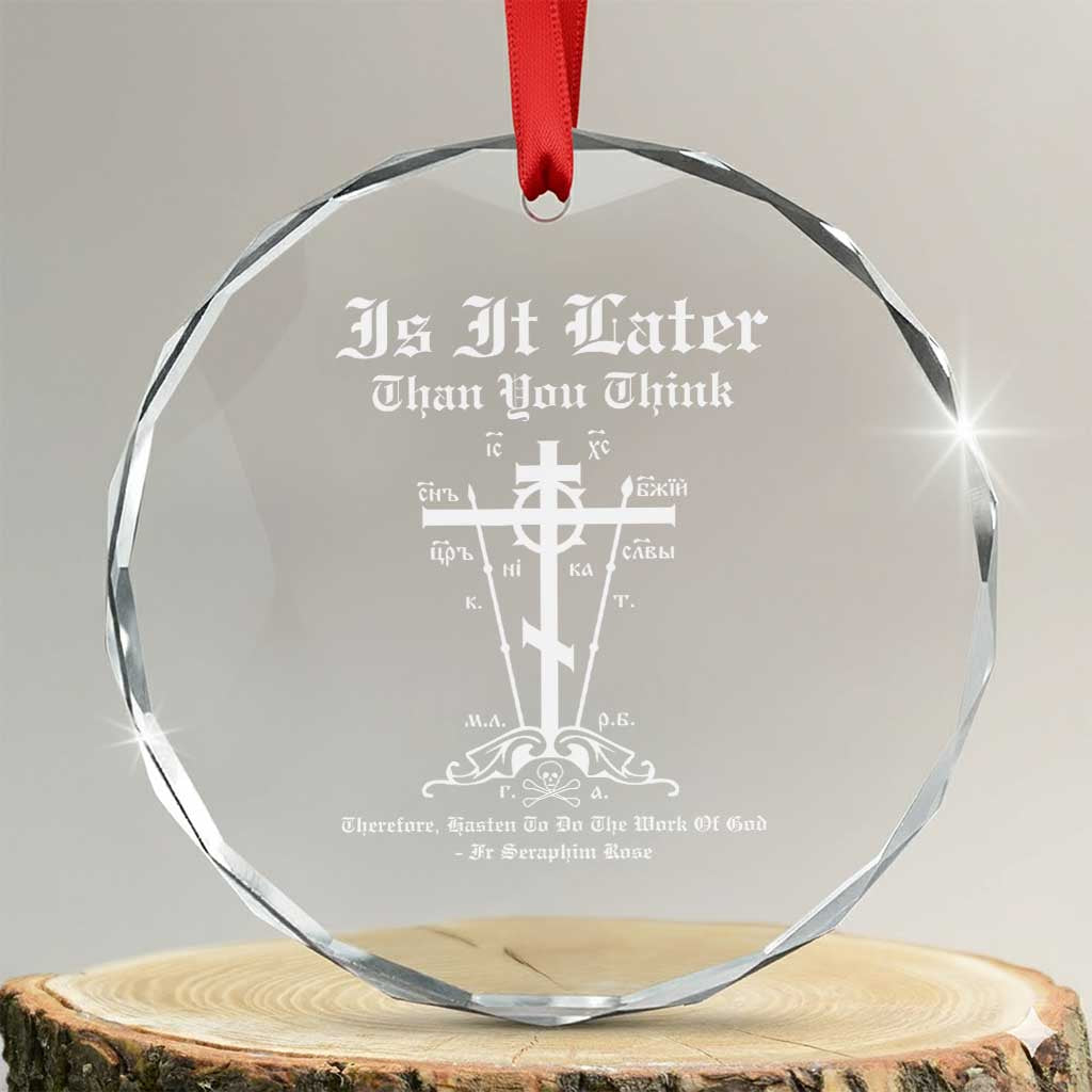 Eastern Orthodox Christian Seraphim Rose Crystal Glass Ornament Is It Rather Than You Think Russian Cavalry Cross TS11 Transparent Glass 3'' Circle Print Your Wear